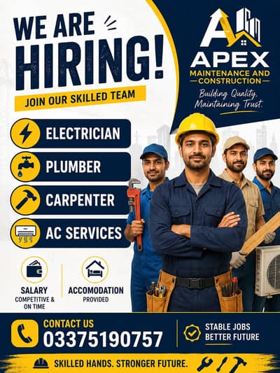 Jobs electrician plumber carpenter ac service