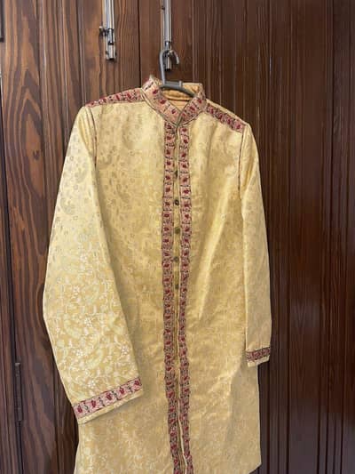 golden shirwani for groom