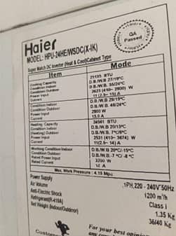 Haier Super Inverter Cabinet AC- 2 Ton: Model_ HPU-24HE/WSDC