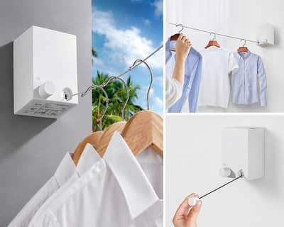 Retractable clothes drying line wall mounted