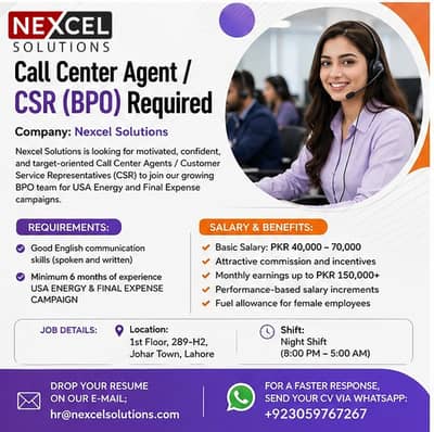 CSR / Call Center Jobs , Jobs in Lahore USA (Night Shift)
