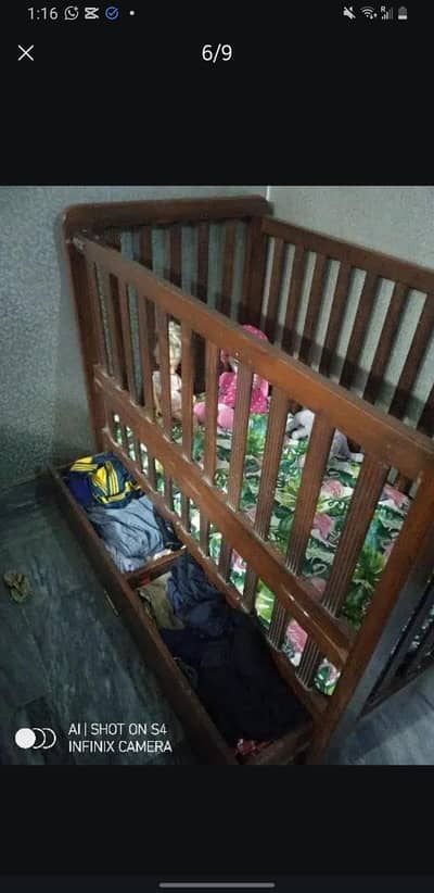 solid wood baby court and pram for sale in good working condition