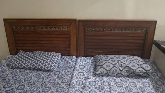 Single wooden beds with golden carving!! WITH MATTRESSES!!