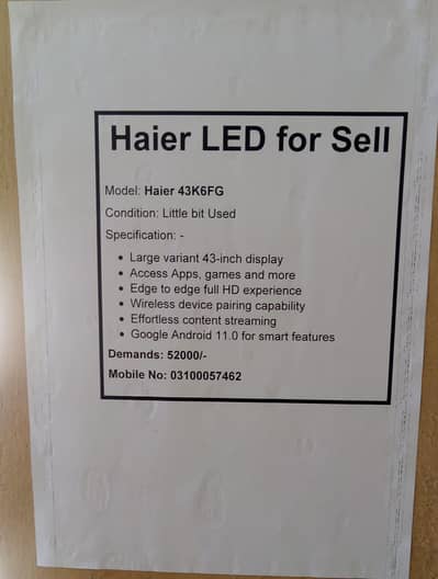 original Haier LED for Sel