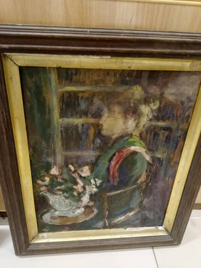 antique painting. history written on back.
