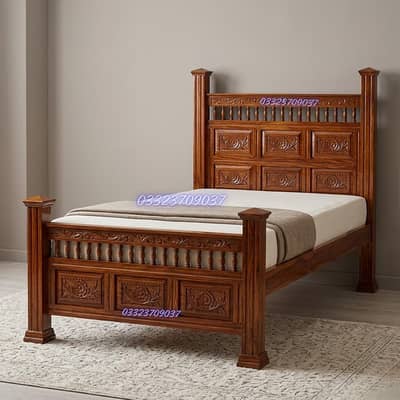 Pure Sheesham wood Chinioty Single bed With Polish