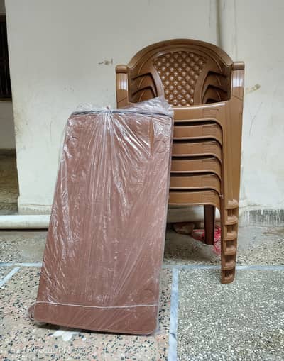 06 Plastic Chairs with Folding Table Set