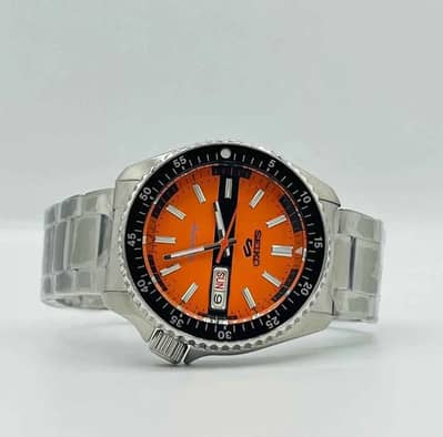Seiko 5 Automatic Vibrant Orange Dial Luxury