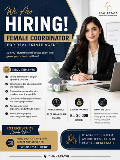 Urgent Hiring: Female Real Estate Coordinator | DHA Karachi