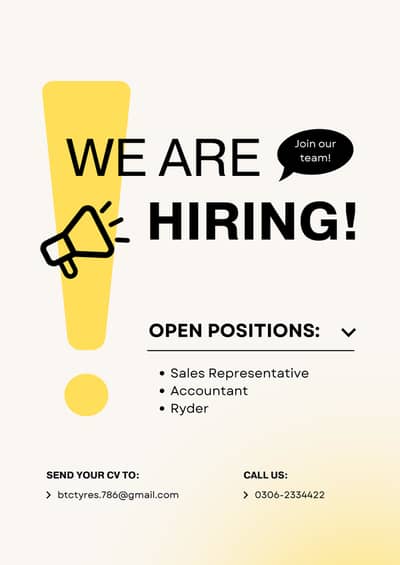 WE ARE HIRING! ACCOUNTANT, SALES REPRESENTATIVE AND RYDER