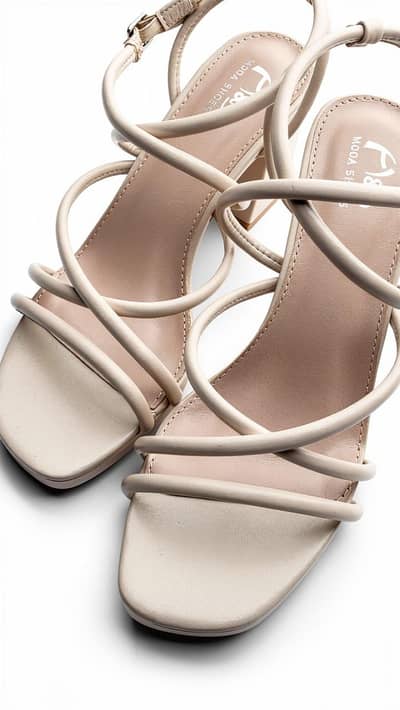 Elegant Strappy Block Heels - Nude/Beige