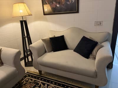 7 seater comfortable sofa in premium white jute fabric