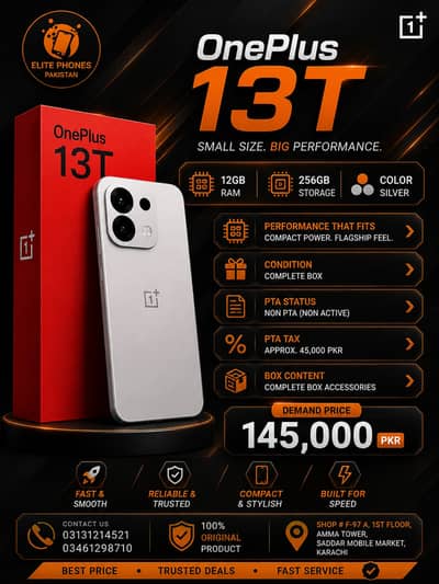 OnePlus 13T 12GB 256GB | non PTA non Active Complete Box | Like New