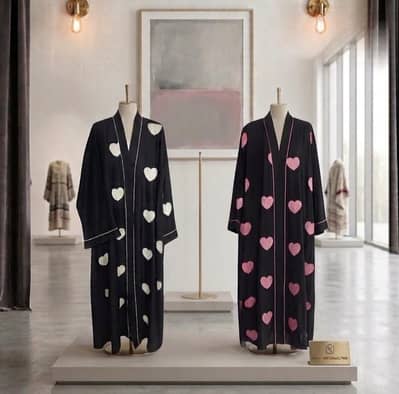 new embraidry abaya with pipin work