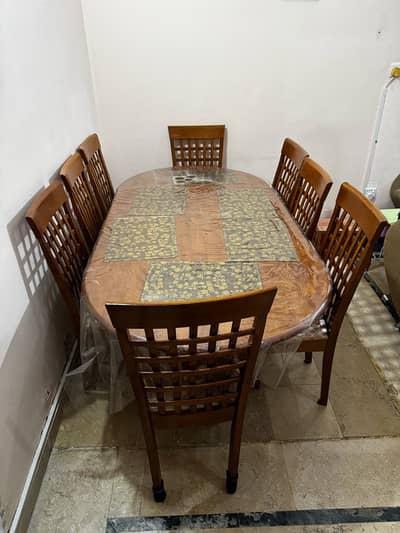 8 seater wood dining table set