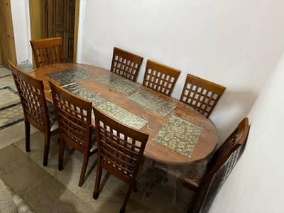 8 seater wood dining table set