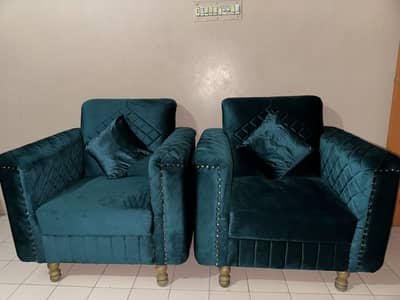 Luxury Velvet Sofa Set with Designer Center Table