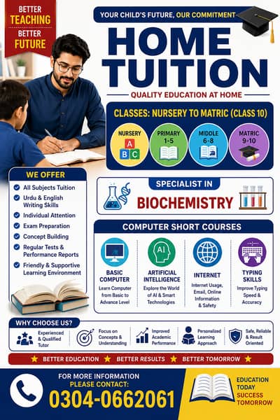 Home Tutor available in Islamabad, Rawalpindi