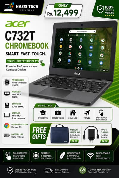 Acer c732 4gb 32gb touchscreen with bag charger