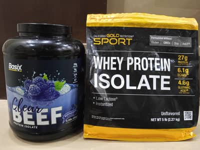 Whey protein isolate and clear beef protein isolate
