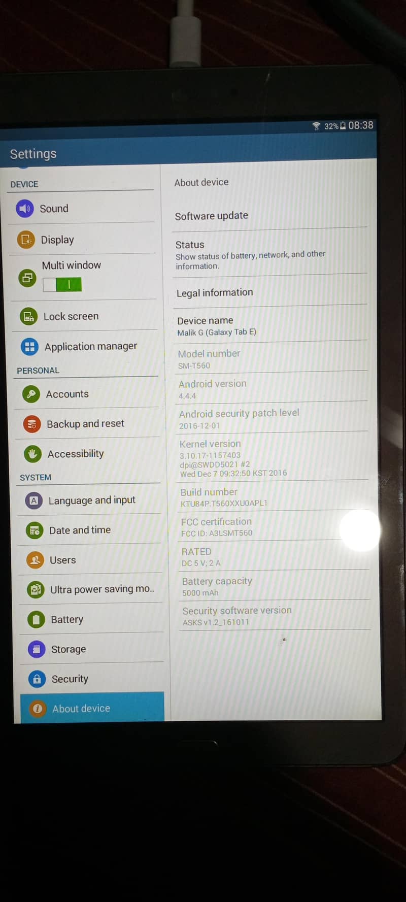 tab e v good condition 0