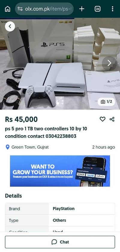 ps 5 pro 1 TB two controllers 10 by 10 condition contact 03042238803