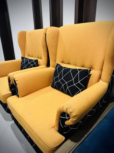 2 Premium Yellow & Black Accent Sofas / Chairs (Excellent Condition)