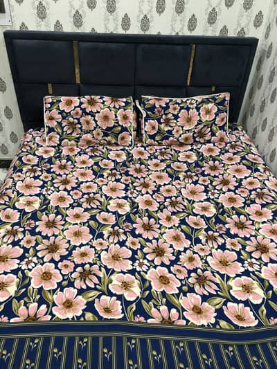 Bed with mattress and two side tables