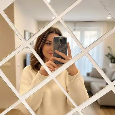 Diamond Acrylic rectangular shaped Mirror Set
