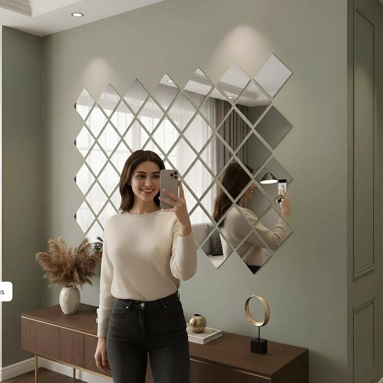 Diamond Acrylic rectangular shaped Mirror Set 1