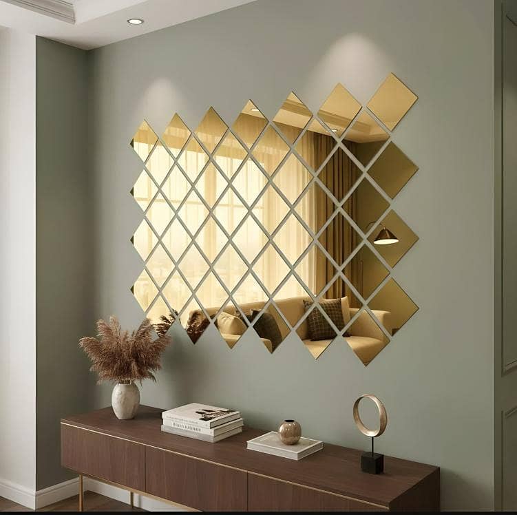 Diamond Acrylic rectangular shaped Mirror Set 3