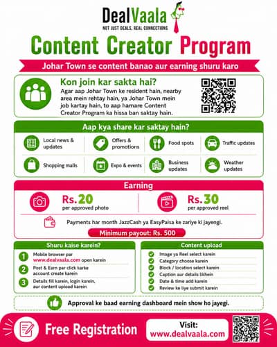 Johar Town Content Creator Program | Photos & Reels se Earning Krein