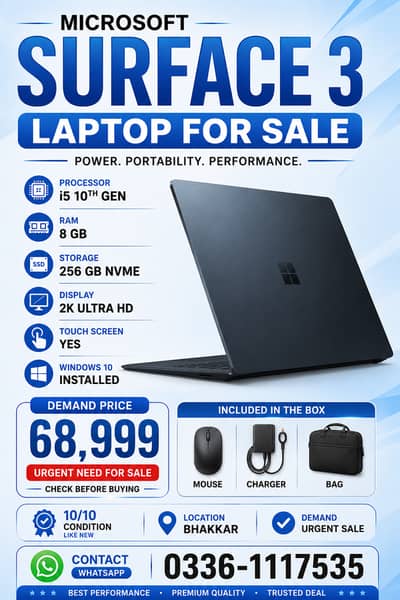 Microsoft soft surface 3 laptop urgent sale bellow market price