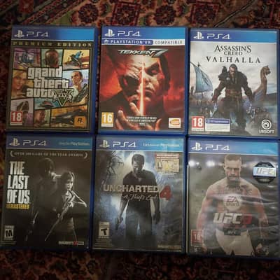 playstation 4 cd the last of us part one. uncharted 4. UFC 3. Valhala.