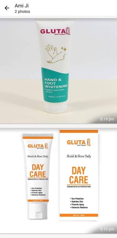 gluta whitning day cream or hand foot whitning cream beautiful result