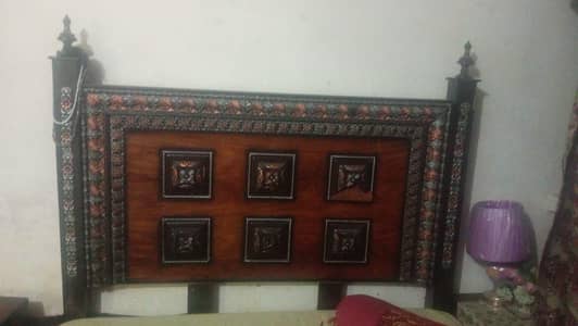Bed with mattress dressing table showpeace cloth wordrbe side tables