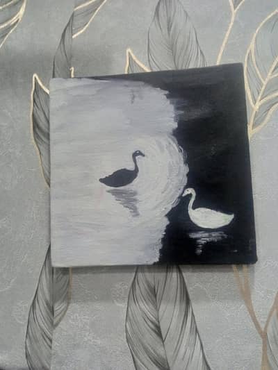 Handmade emotional duck painting with deep meaning of destiny