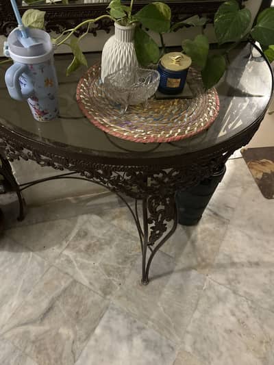 Console with mirror frame and mirror home decor