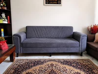 Sofa Cum Bed for Sale – Almost New Condition | Stylish Grey Color