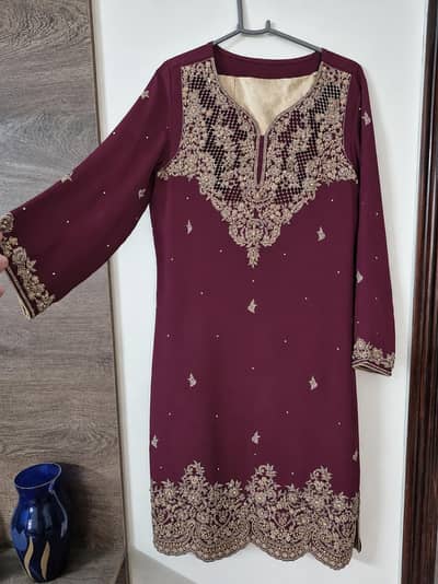 Deep maroon 3 pc dress
