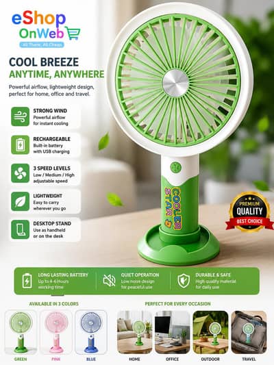 Kids rechargeable fan Mini Fan”,It’s a small portable fan