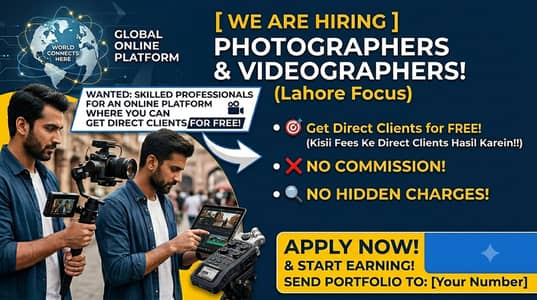 Hiring Photographers & Videographers in Lahore — Get Free Clients