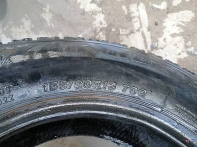 2 pieces tubeless tyres 155/80/13 available for sale. 03319244484.