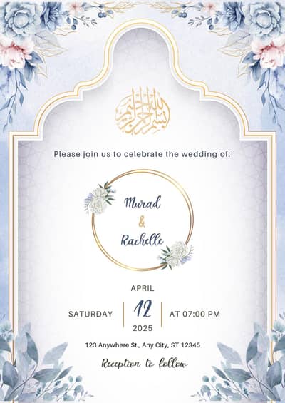 Editable Nikkah Card Canva template