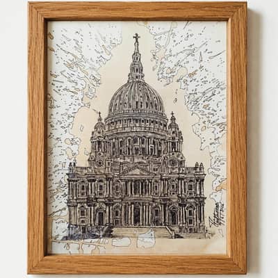 pen sketch of historic building in London st Paul's cathedral