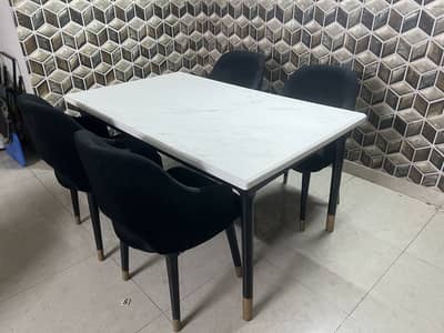 Dining table and chairs PVC top white table