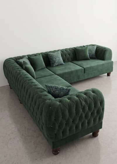 Emerald Green L Shaped Sofa
