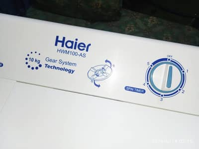 Haier twin tub washing machine model number HWM 100-AS.