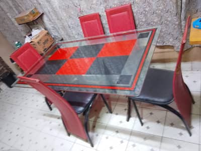 glass dining table with 6 chairs