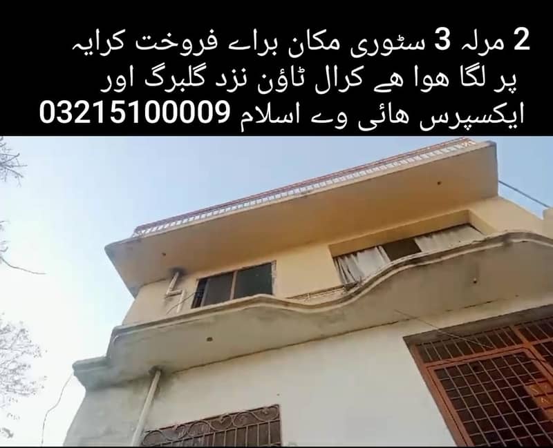 مکان برائے فروخت کرال ٹاؤن نزد گلبرگ اور ایکسپریس ھائی وے اسلام آباد 10